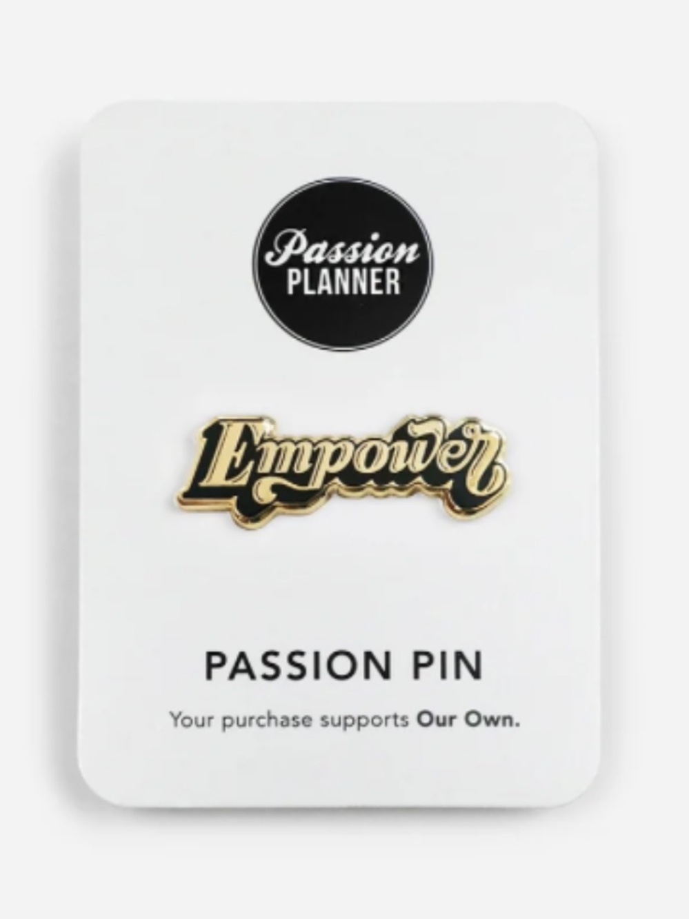 'Empower' Gold and Black Script Brooch